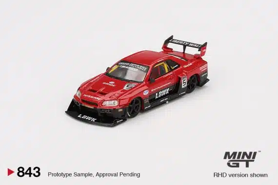 MINI GT No.843 Nissan LB-ER34 Super Silhouette SKYLINE Red/Black MGT00843