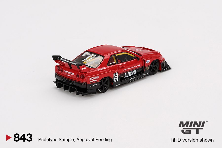 MINI GT No.843 Nissan LB-ER34 Super Silhouette SKYLINE Red/Black MGT00843