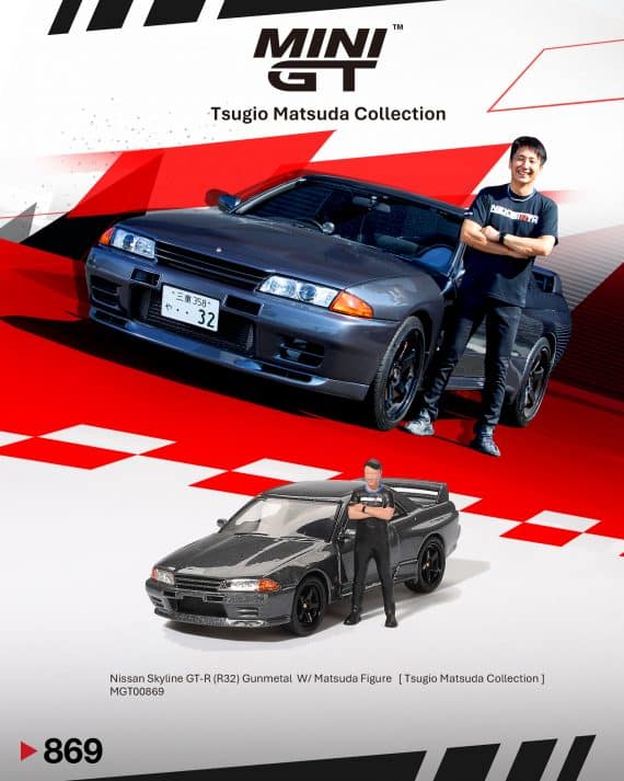 Nissan Skyline GT-R (R32) Nismo Gunmetal W/ Matsuda Figure Tsugio Matsuda Collection MGT00869