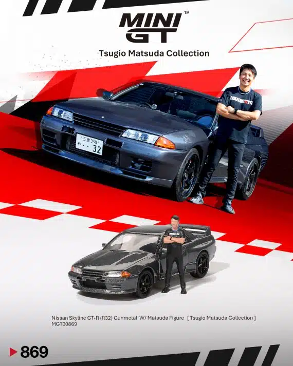 Nissan Skyline GT-R (R32) Nismo Gunmetal W/ Matsuda Figure Tsugio Matsuda Collection MGT00869