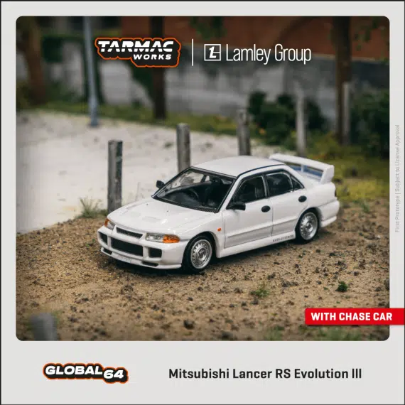 Tarmac Works 1:64 GLOBAL64 Mitsubishi Lancer RS Evolution III White T64G-050-RS