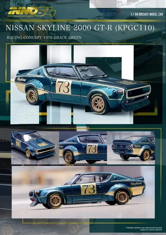 Nissan Skyline 2000 GT-R (KPGC110) Racing Concept 1972 IN64-KPGC110RC-GRN