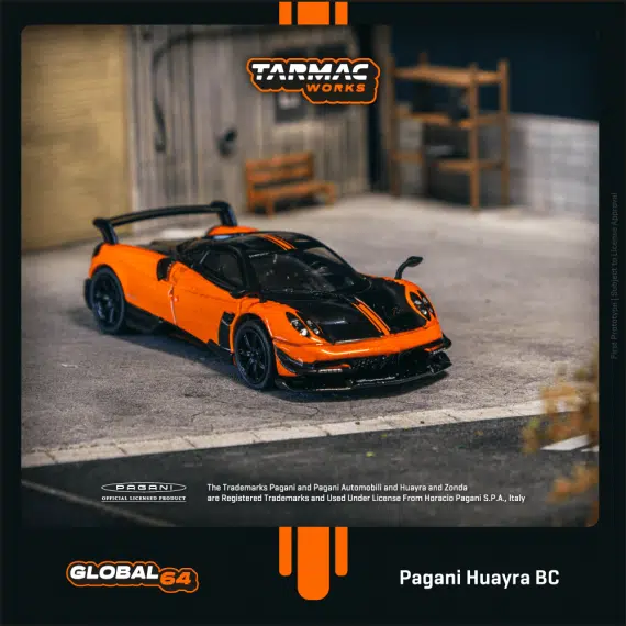 Tarmac Works 1:64 GLOBAL64 Pagani Huayra BC Arancio Saint Tropez