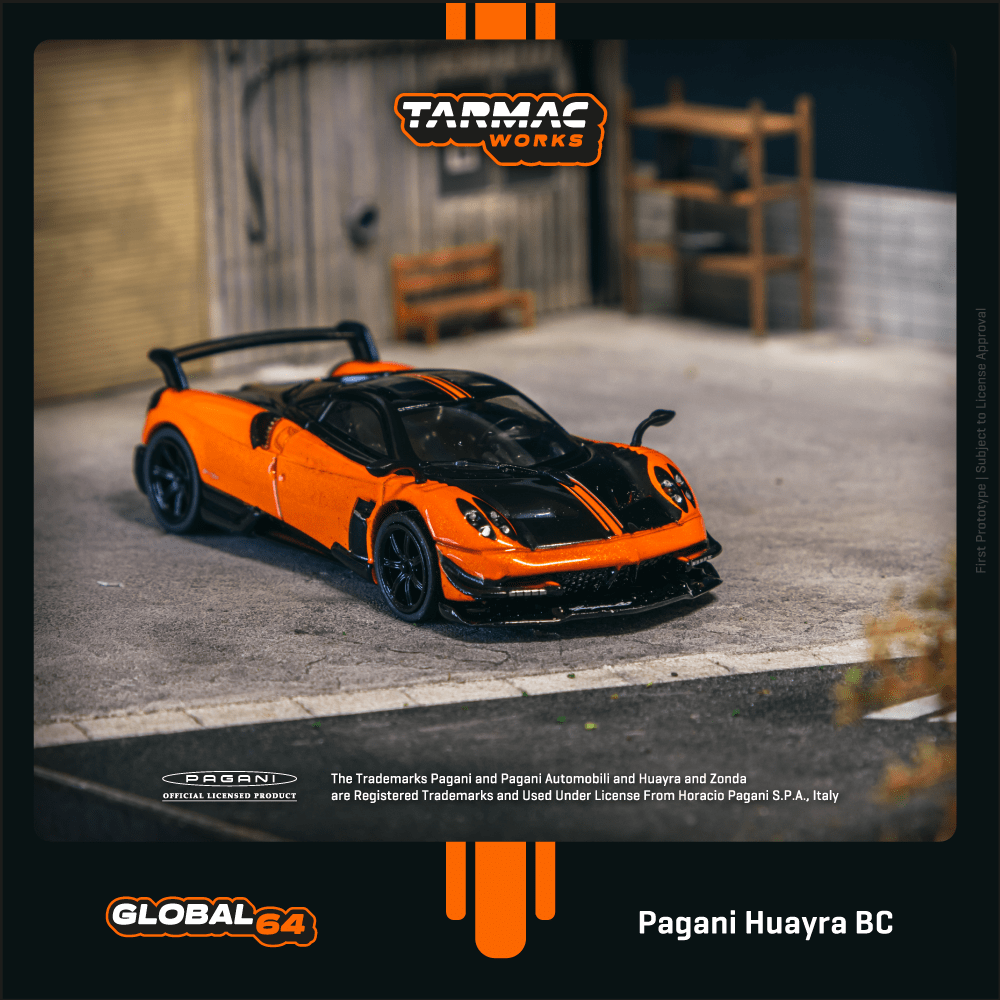 Tarmac Works 1:64 GLOBAL64 Pagani Huayra BC Arancio Saint Tropez