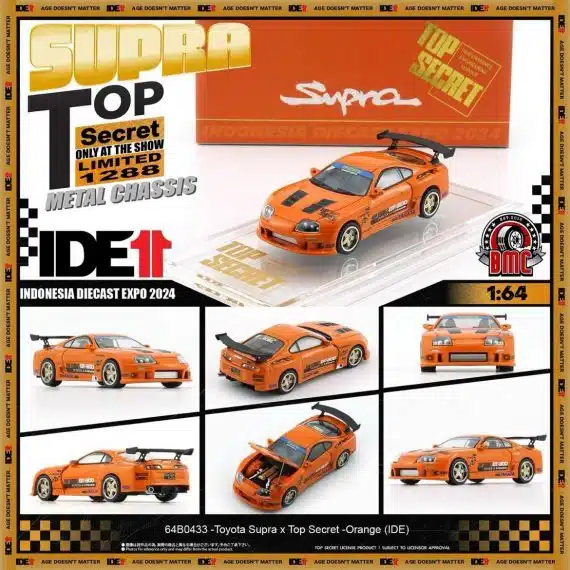 BM Creations 1:64 BMC Toyota Supra (JZA80) X Top Secret -Orange (Indonesia) 64B0433
