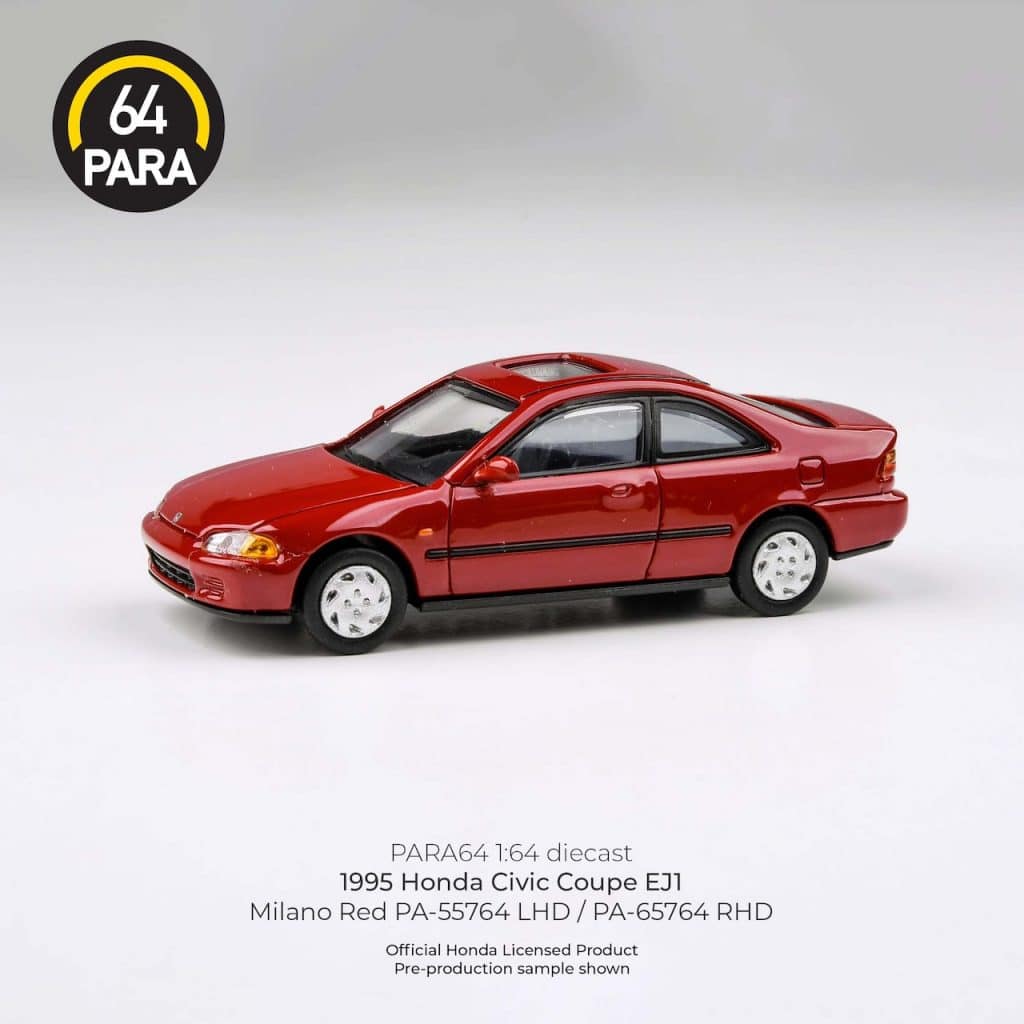 PARA64 1:64 1995 Honda Civic Coupe EJ1 Milano Red PA-65764