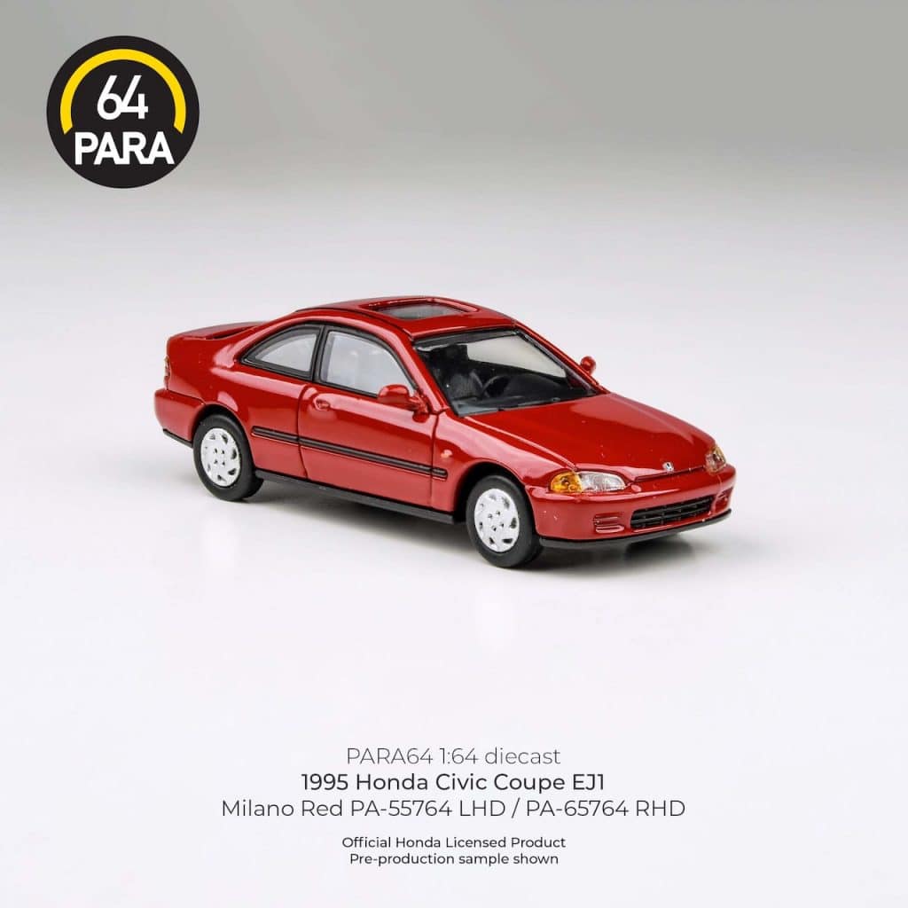 PARA64 1:64 1995 Honda Civic Coupe EJ1 Milano Red PA-65764