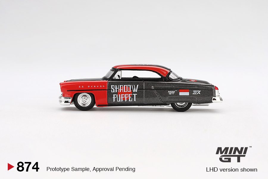 MINI GT No.874 Lincoln Capri Hot Rod 1954 "Shadow Puppet" MINI GT x MIZU Diecast 2024 MGT00874 blister packaging