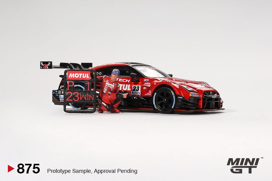 MINI GT Nissan GT-R NISMO #23 "MOTUL AUTECH GT-R 2021" SUPER GT SERIES Suzuka winner W/ Matsuda Figure Tsugio Matsuda Collection No.2