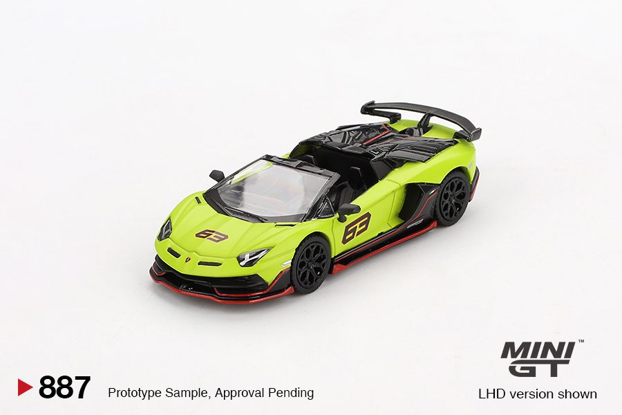 MINI GT No.887 Lamborghini Aventador SVJ 63 Roadster Verde Shock MGT00887