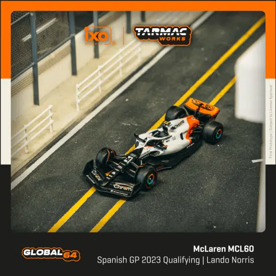 Tarmac Works 1:64 GLOBAL64 McLaren MCL60 Spanish Grand Prix 2023 Qualifying T64G-F070-LN1