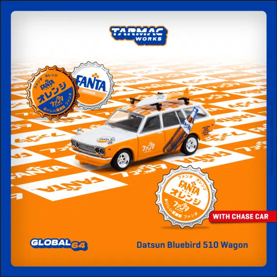 Tarmac Works 1:64 GLOBAL64 Datsun Bluebird 510 Wagon FANTA T64G-026-FA