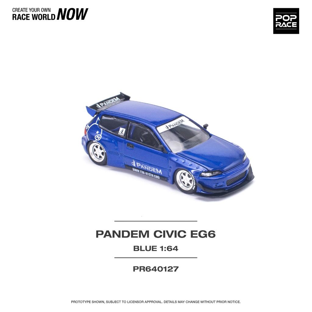POP RACE 1:64 Honda Pandem Civic EG6 v1.5 Metallic Blue PRE001