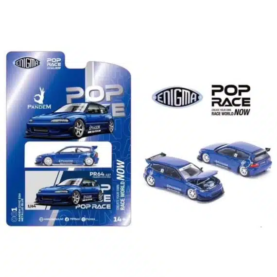 POP RACE 1:64 Honda Pandem Civic EG6 v1.5 Metallic Blue PRE001