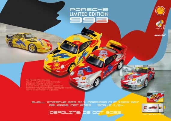Spark 1:64 TINY Shell Porsche 993 Set(with rear spoiler) Limited Edtion 2000 Set YCOMBO64006