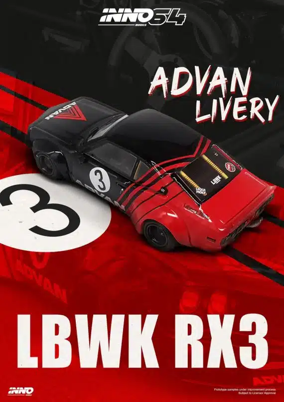 INNO64 1:64 LBWK RX-3 Savanna ADVAN LIVERY IN64-LBWKRX3-02