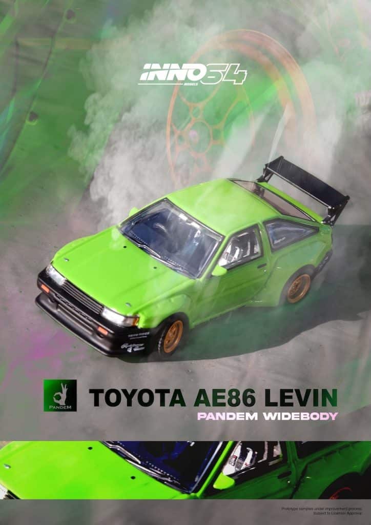INNO64 1:64 TOYOTA AE86 Levin "PANDEM ROCKET BUNNY" Green IN64-AE86PL-GRN