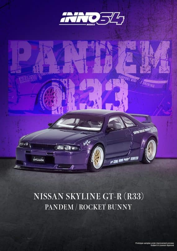 INNO64 1:64 NISSAN SKYLINE GT-R (R33) "PANDEM ROCKET BUNNY" Purple IN64-R33P-PPL