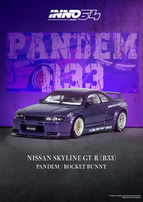 INNO64 1:64 NISSAN SKYLINE GT-R (R33) "PANDEM ROCKET BUNNY" Purple IN64-R33P-PPL