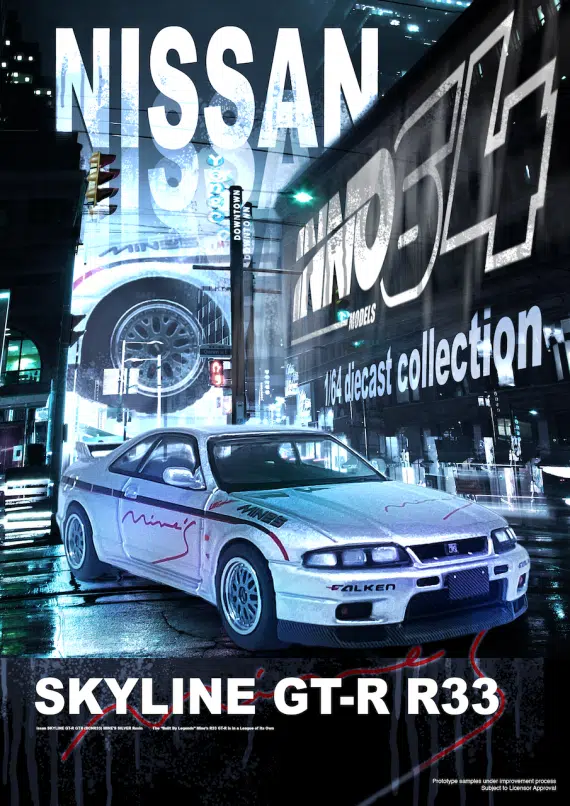 INNO64 1:64 NISSAN SKYLINE GR-R (R33) "Tuned by Mine's" IN64-R33-MINES-S
