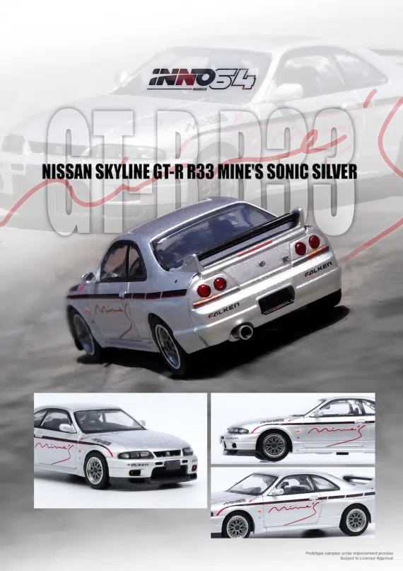 INNO64 1:64 NISSAN SKYLINE GR-R (R33) "Tuned by Mine's" IN64-R33-MINES-S