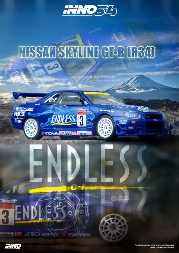 INNO64 1:64 NISSAN SKYLINE GT-R (R34) #3 "ENDLESS ADVAN" Super Taikyu Series 2002