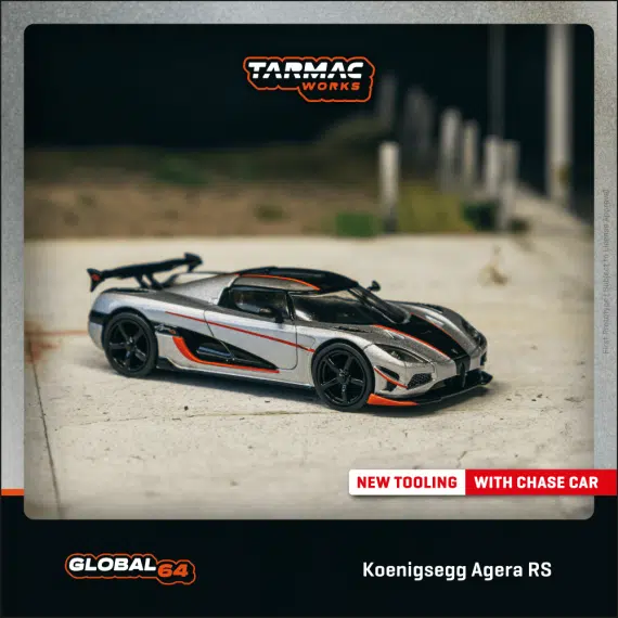 Tarmac Works 1:64 GLOBAL64 Koenigsegg Agera RS Moon Silver / Black T64G-TL005-MS