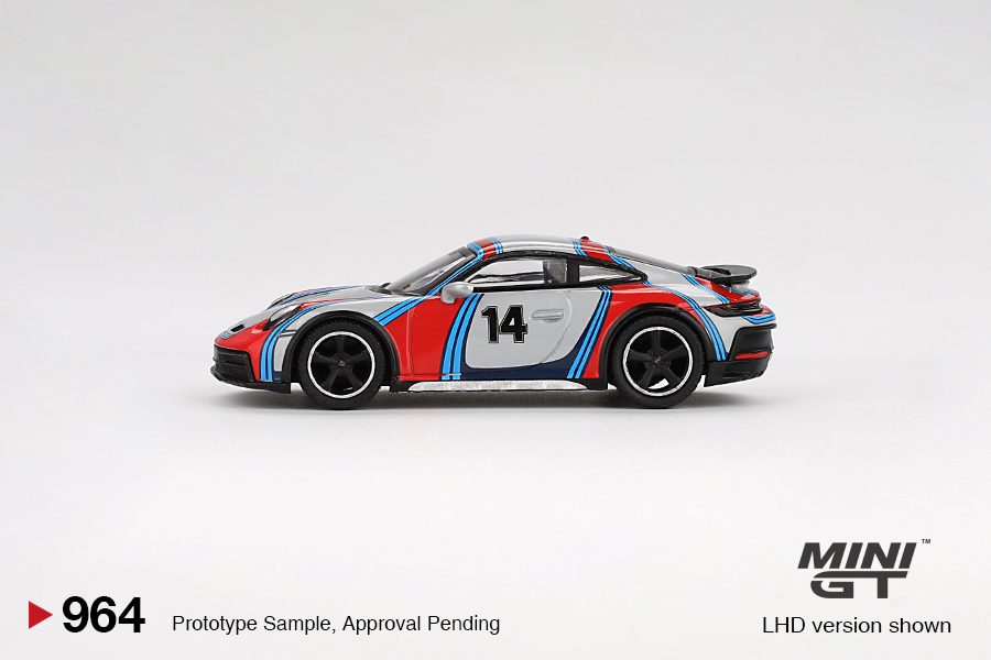 MINI GT No.964 Porsche 911 Dakar Ice Grey Metallic "Rally 1974" MGT00964