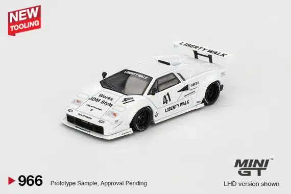 MINI GT No.966 Lamborghini Countach LB-WORKS White 2024 Tokyo Auto Salon MGT00966