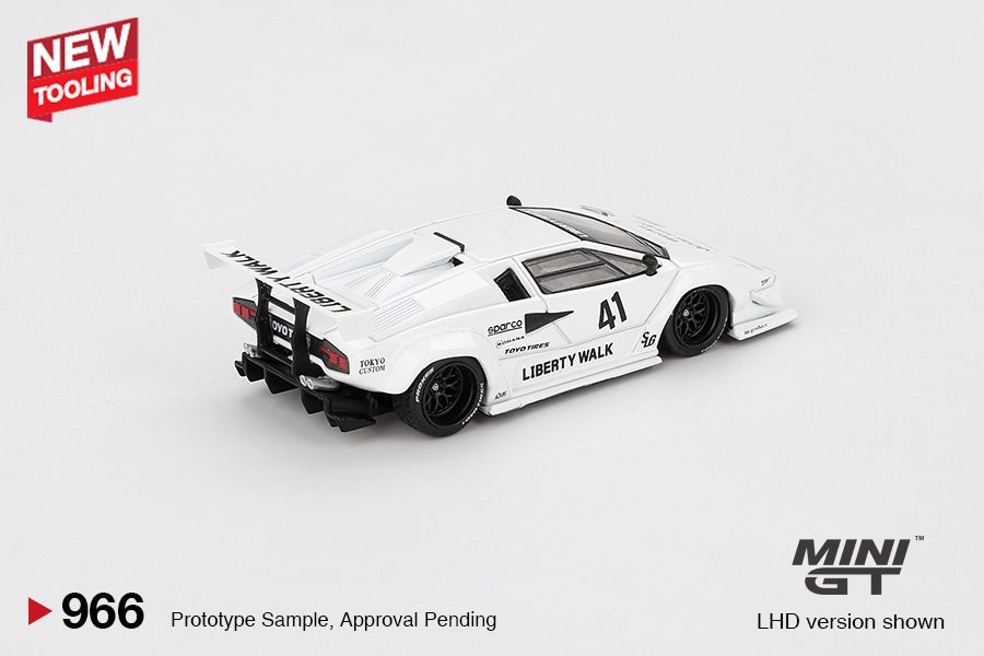 MINI GT No.966 Lamborghini Countach LB-WORKS White 2024 Tokyo Auto Salon MGT00966