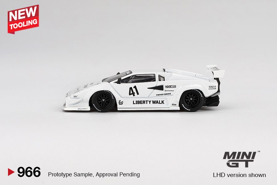 MINI GT No.966 Lamborghini Countach LB-WORKS White 2024 Tokyo Auto Salon MGT00966