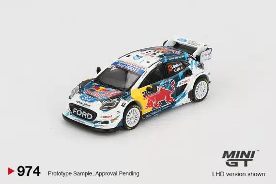 MINI GT No.974 Ford Puma Rally1 #13 M-Sport Ford WRT 2024 Rally Monte Carlo MGT00974