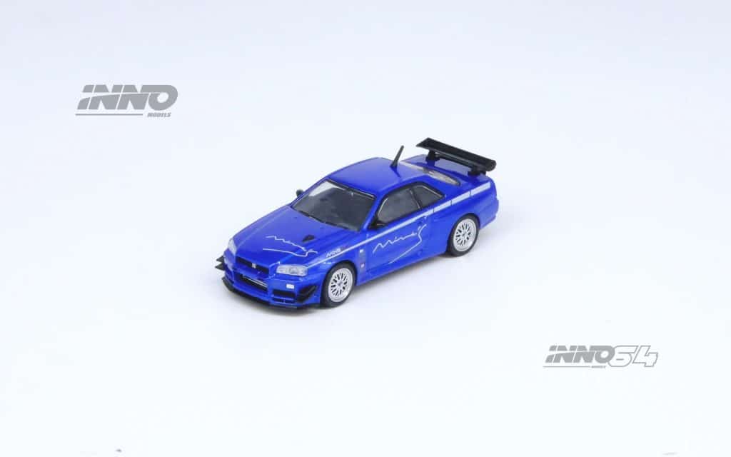 INNO64 1:64 Nissan Skyline GT-R (R34) V-SPEC Tuned by "MINE'S" IN64-R34VS-MINES-BL