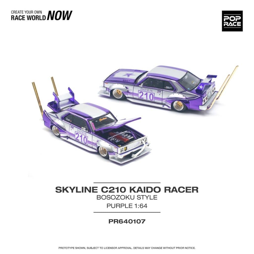 POP RACE 1:64 Skyline C210 Kaido Racer Bosozoku Style PR640107