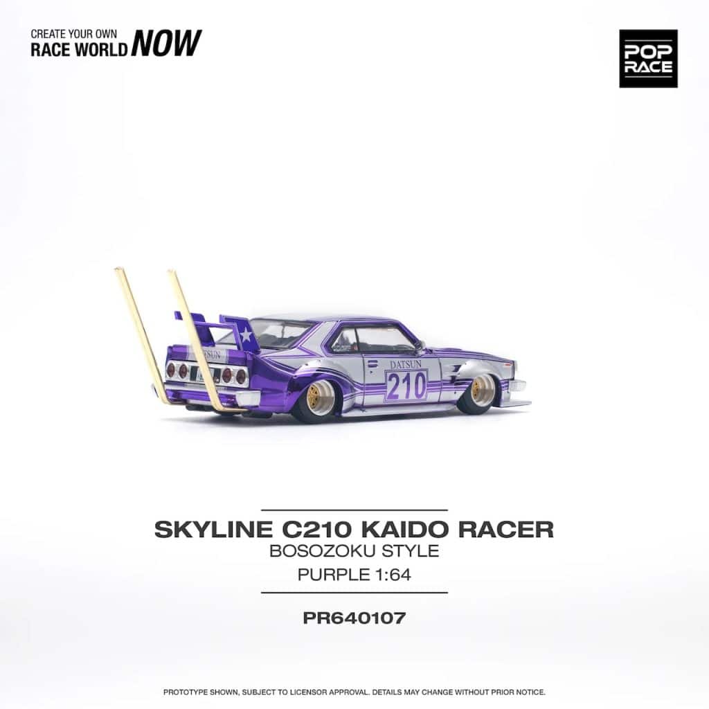 POP RACE 1:64 Skyline C210 Kaido Racer Bosozoku Style PR640107