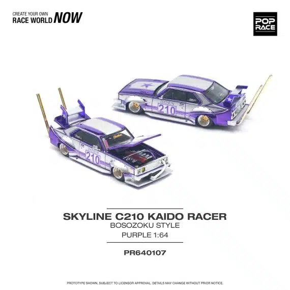 POP RACE 1:64 Skyline C210 Kaido Racer Bosozoku Style PR640107
