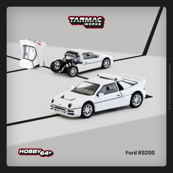 Tarmac Works 1:64 HOBBY64+ Ford RS200 White T64P-001-WH