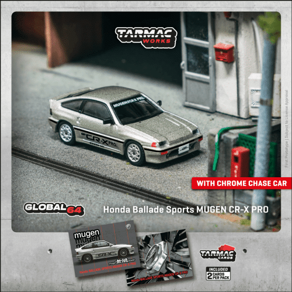 Tarmac Works 1:64 GLOBAL64 HONDA Ballade Sports MUGEN CR-X PRO Silver T64G-TL058-SL