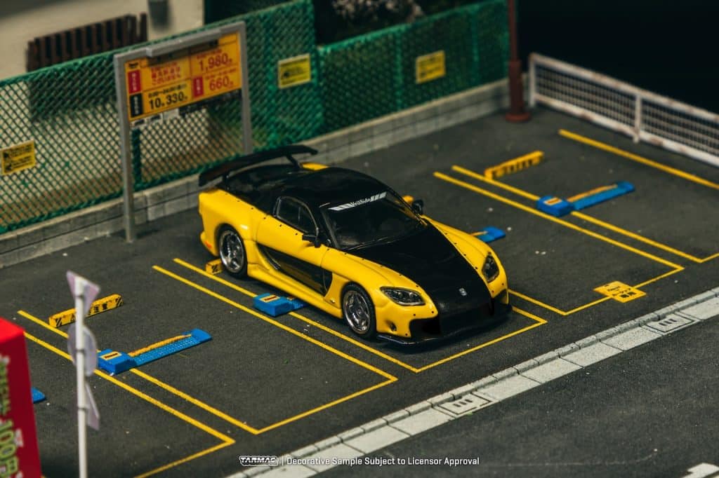 Tarmac Works 1:64 GLOBAL64 Mazda RX-7 VeilSide Fortune7 Yellow / Black T64G-075-YE