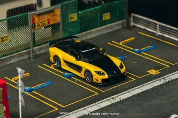 Tarmac Works 1:64 GLOBAL64 Mazda RX-7 VeilSide Fortune7 Yellow / Black T64G-075-YE