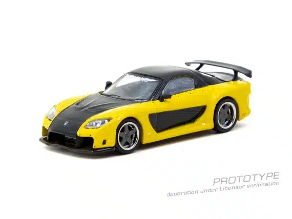Tarmac Works 1:64 GLOBAL64 Mazda RX-7 VeilSide Fortune7 Yellow / Black T64G-075-YE