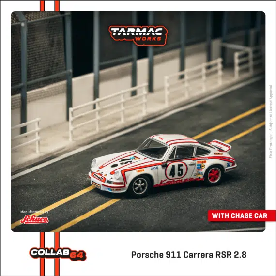 Tarmac Works 1:64 COLLAB64 Porsche 911 Carrera RSR 2.8 24h Le Mans 1973 #45 Winner T64S-023-73LM45