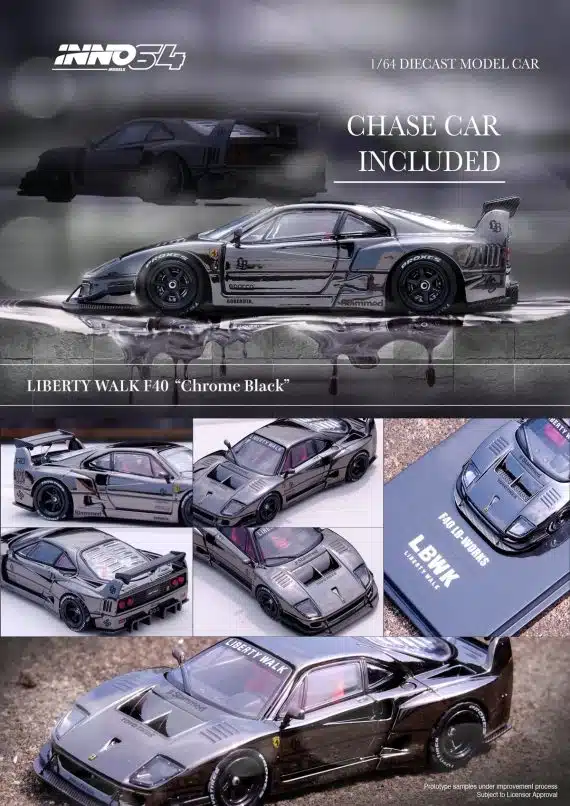 INNO64 1:64 Liberty Walk F40 Chrome Black IN60-LBWKF40-CHB