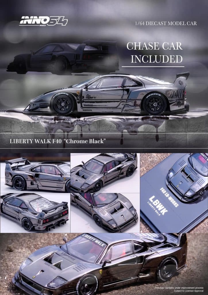 INNO64 1:64 Liberty Walk F40 Chrome Black IN60-LBWKF40-CHB