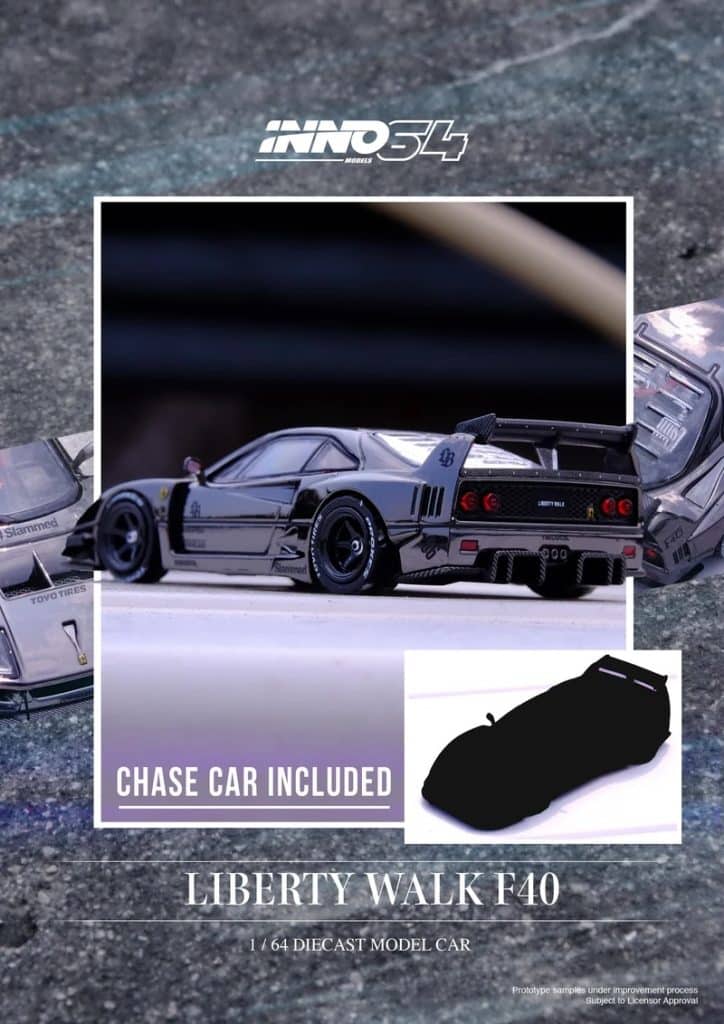 INNO64 1:64 Liberty Walk F40 Chrome Black IN60-LBWKF40-CHB
