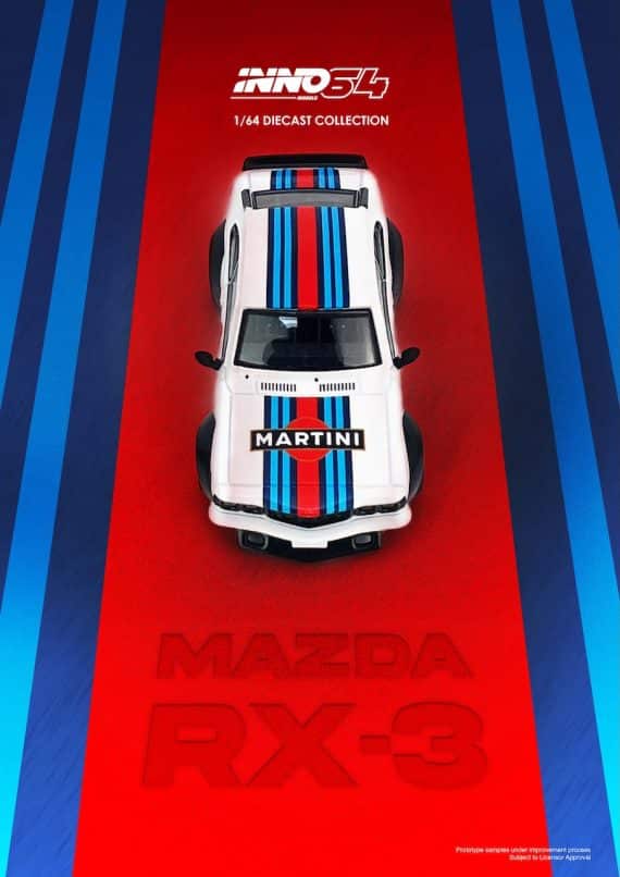 INNO64 1:64 MAZDA SAVANNA RX3 "MARTINI RACING" Livery IN64-RX3-MTN