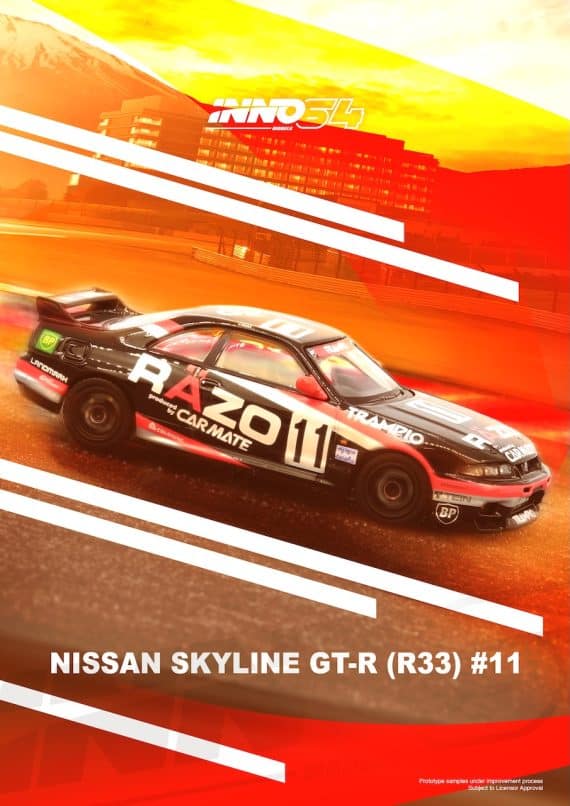 INNO64 1:64 NISSAN SKYLINE GT-R R33 #11 "RAZO TRAMPIO" N1 Super Endurance Series - SENDAN HIGHLAND 1995 Winner IN64-R33R-RAZO