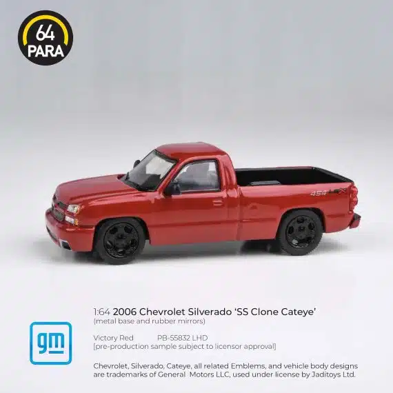 PARA64 1:64 2006 Chevrolet Silverado Single Cab Victory Red PB-55832