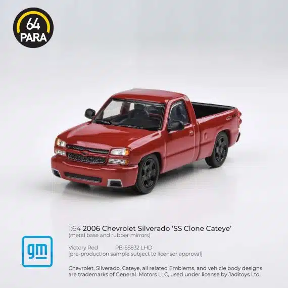 PARA64 1:64 2006 Chevrolet Silverado Single Cab Victory Red PB-55832