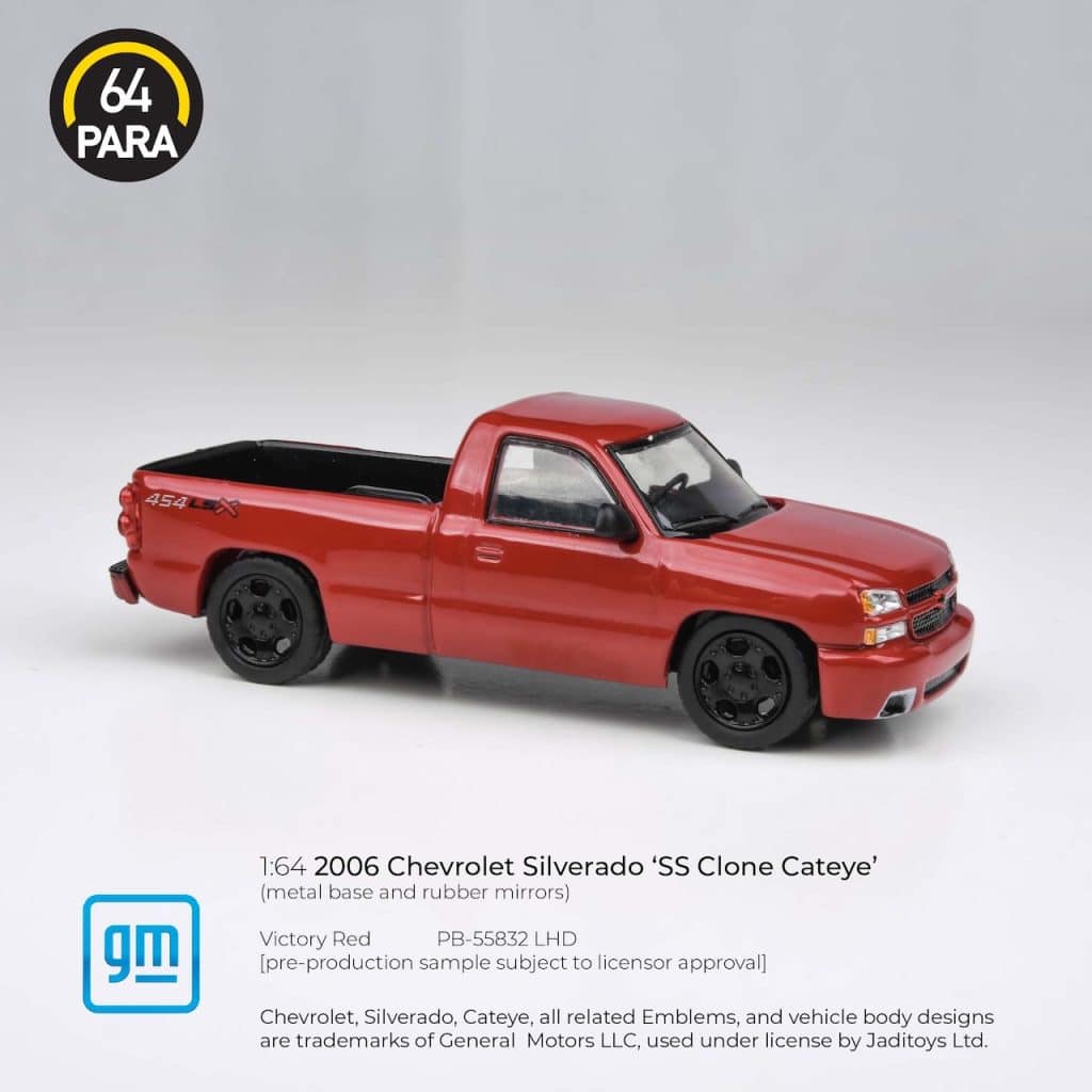 PARA64 1:64 2006 Chevrolet Silverado Single Cab Victory Red PB-55832